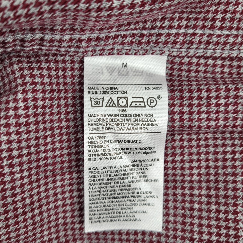 Old Navy Preppy Mens M Regular Fit Houndstooth Button Down Burgundy White NWT - Picture 6 of 9